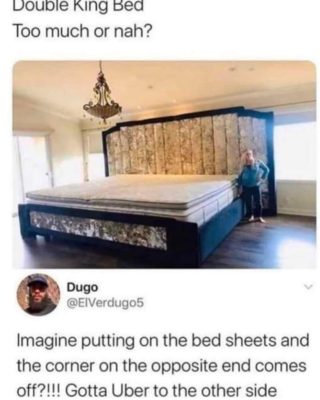 I mean love having room on the bed, but man imagine making this bed 😂