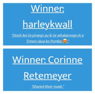 Congrats to our winners for this week.
@harleykwall winner of the 4 passes to Disney Lion King Reo Māori Premier on Tuesday Night & Corrine Retemeyer winner of the Mobil $100 gift card.

Congrats to both winners 👏🏽🔥🥳